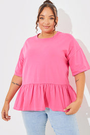 Peplum Hem Dropped Shoulder Tshirt