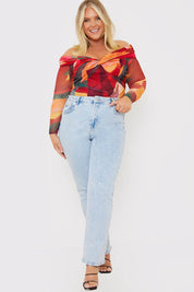 Abstract Twist Detail Mesh Bodysuit
