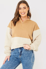 Half Zip Colour Block Toggle Sweat
