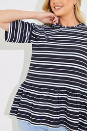 Peplum Hem Dropped Shoulder Tshirt