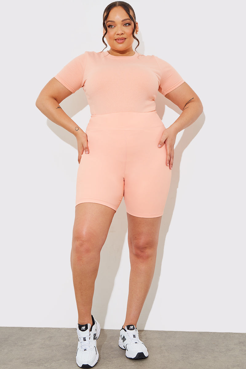 Ribbed Crew Neck Short Sleeve Bodysuit