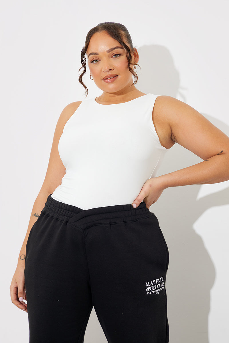 Racer Neck Double Layer Slinky Bodysuit