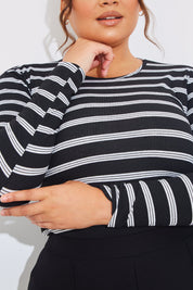 Striped Ribbed Long Sleeve Top