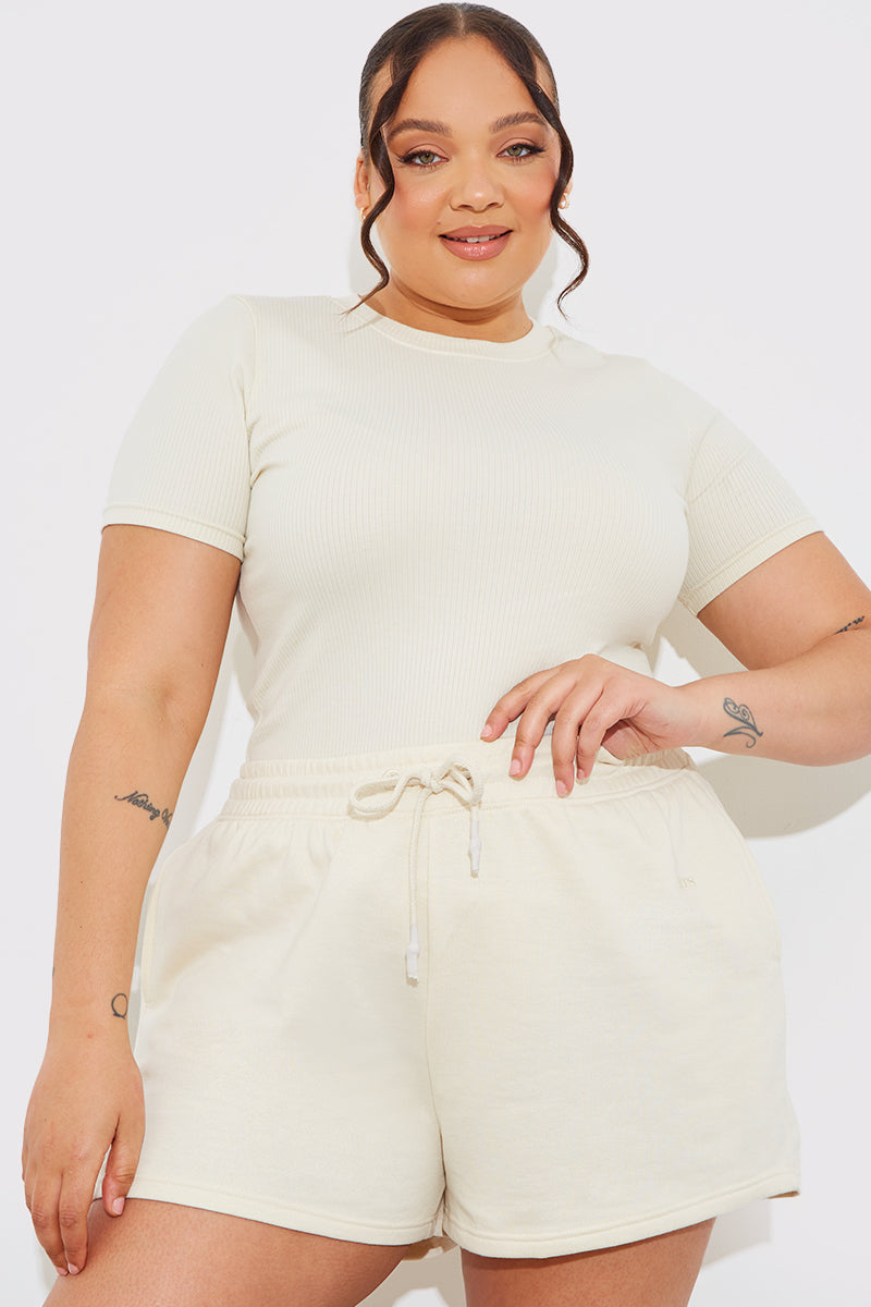 Ribbed Crew Neck Short Sleeve Bodysuit