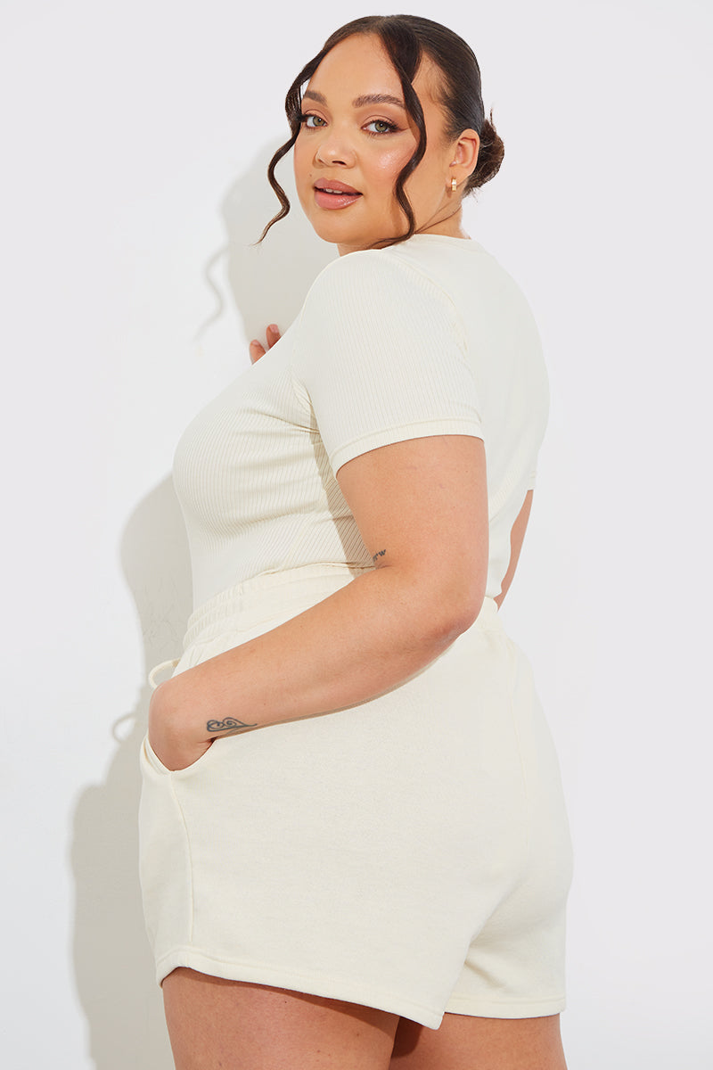 Ribbed Crew Neck Short Sleeve Bodysuit