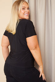 Slinky Twist Front Short Sleeve Top