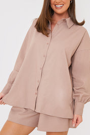 Linen Look Long Sleeve Co-Ord Shirt