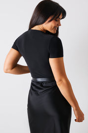 Short Sleeve Double Layer Slinky Bodysuit