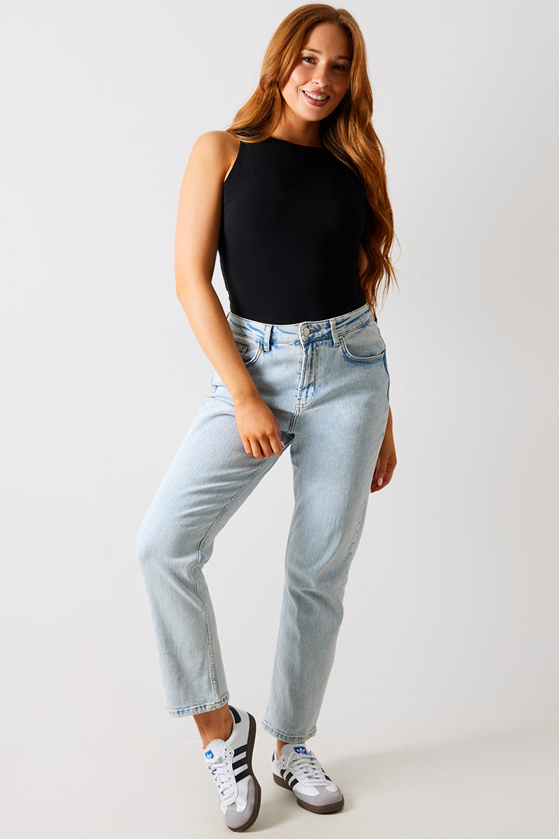 Racer Neck Double Layer Slinky Bodysuit