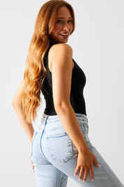 Racer Neck Double Layer Slinky Bodysuit