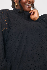 Broderie High Neck Blouse