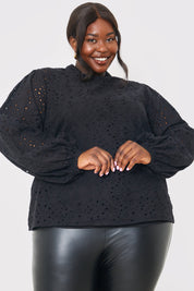 Broderie High Neck Blouse
