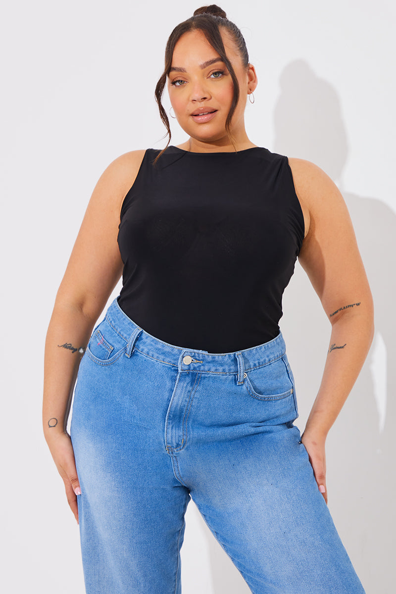 Racer Neck Double Layer Slinky Bodysuit