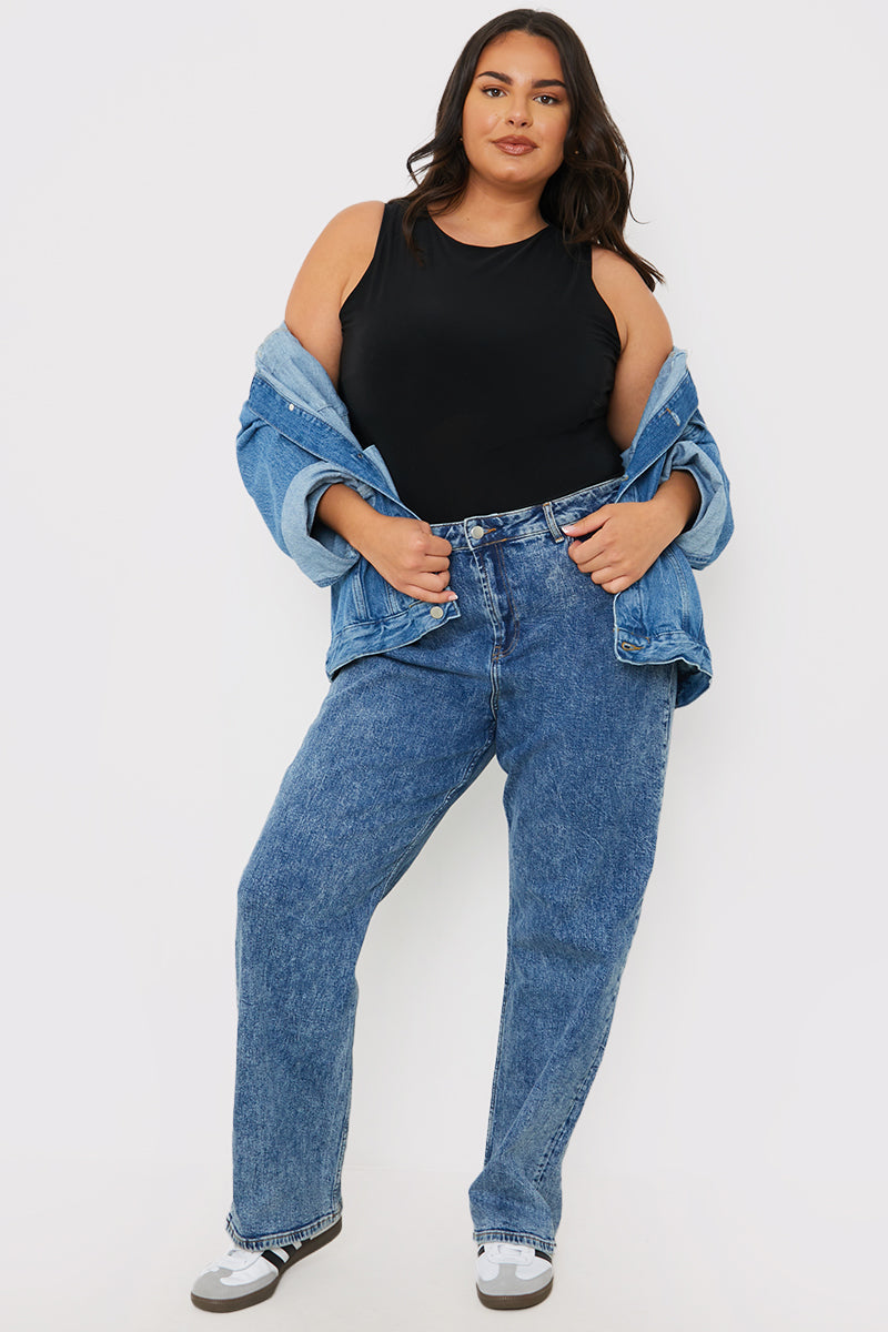 Racer Neck Double Layer Slinky Bodysuit