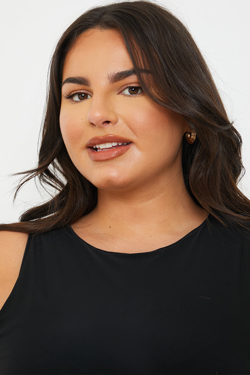 Racer Neck Double Layer Slinky Bodysuit