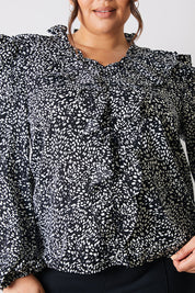 Printed Ruffle Blouse