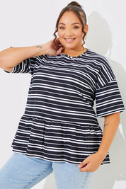 Peplum Hem Dropped Shoulder Tshirt