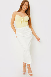 Textured Knot Detail Strappy Bodysuit