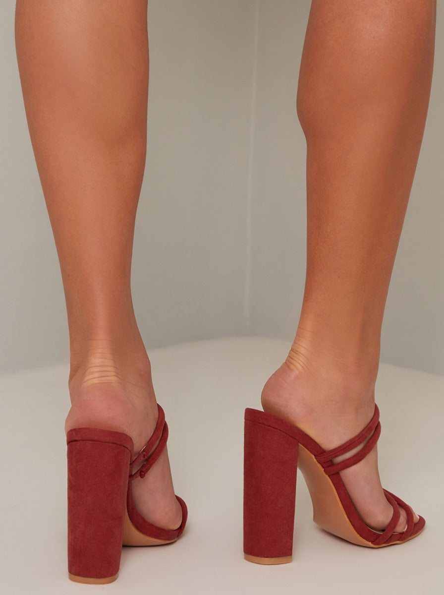 Block Heel Mule Sandals in Pink