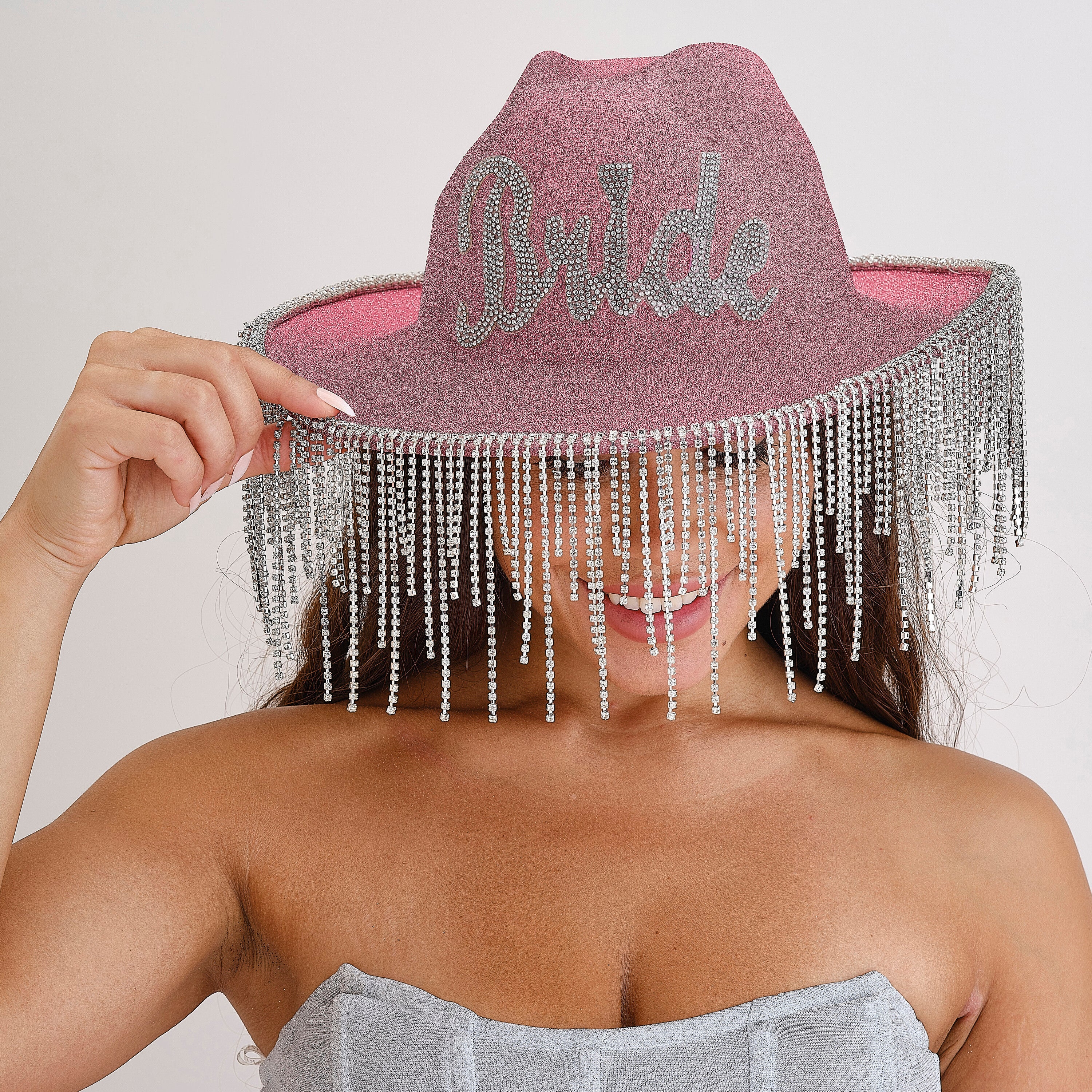 Pink Glitter Bride Cowboy Hat