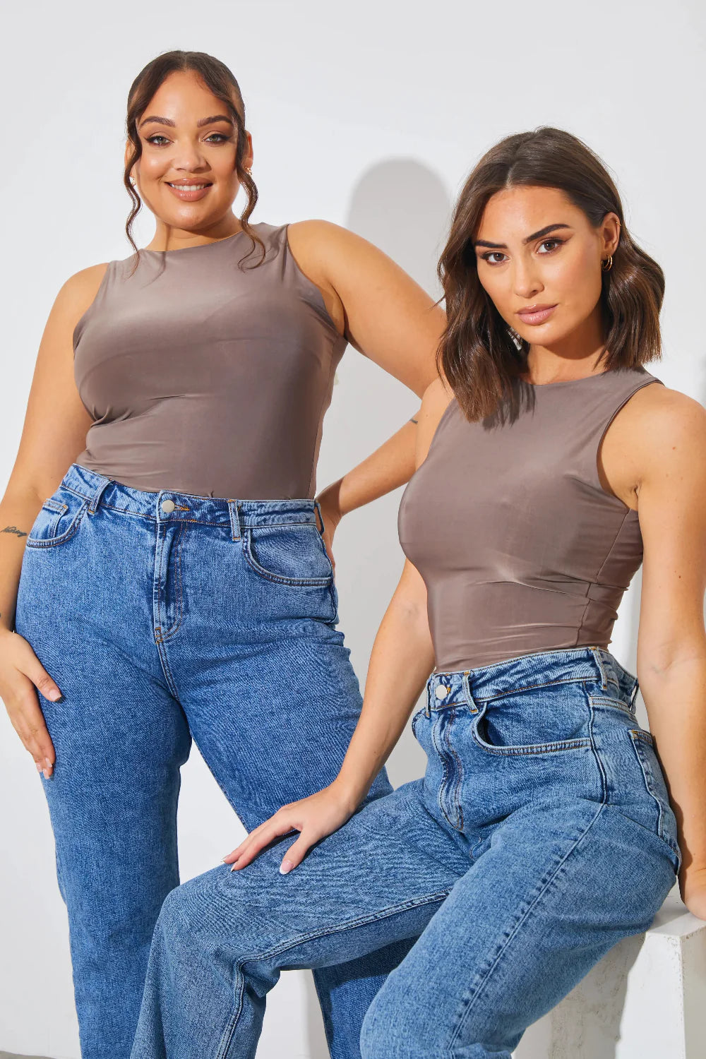 Racer Neck Double Layer Slinky Bodysuit