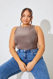 Racer Neck Double Layer Slinky Bodysuit