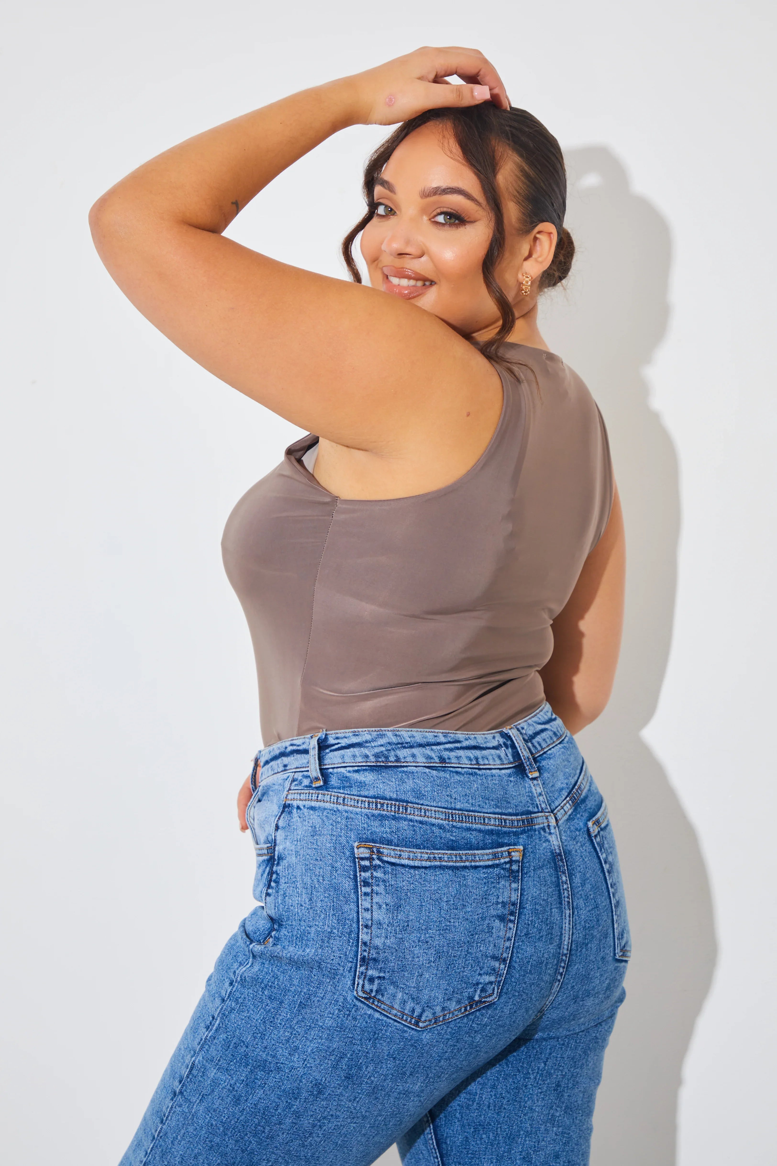 Racer Neck Double Layer Slinky Bodysuit