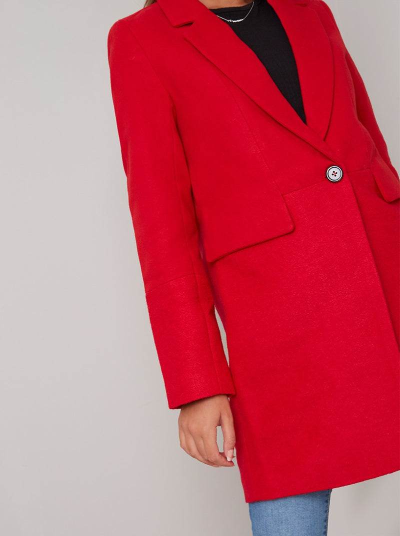 Tailored 3/4 Length Coat in Red