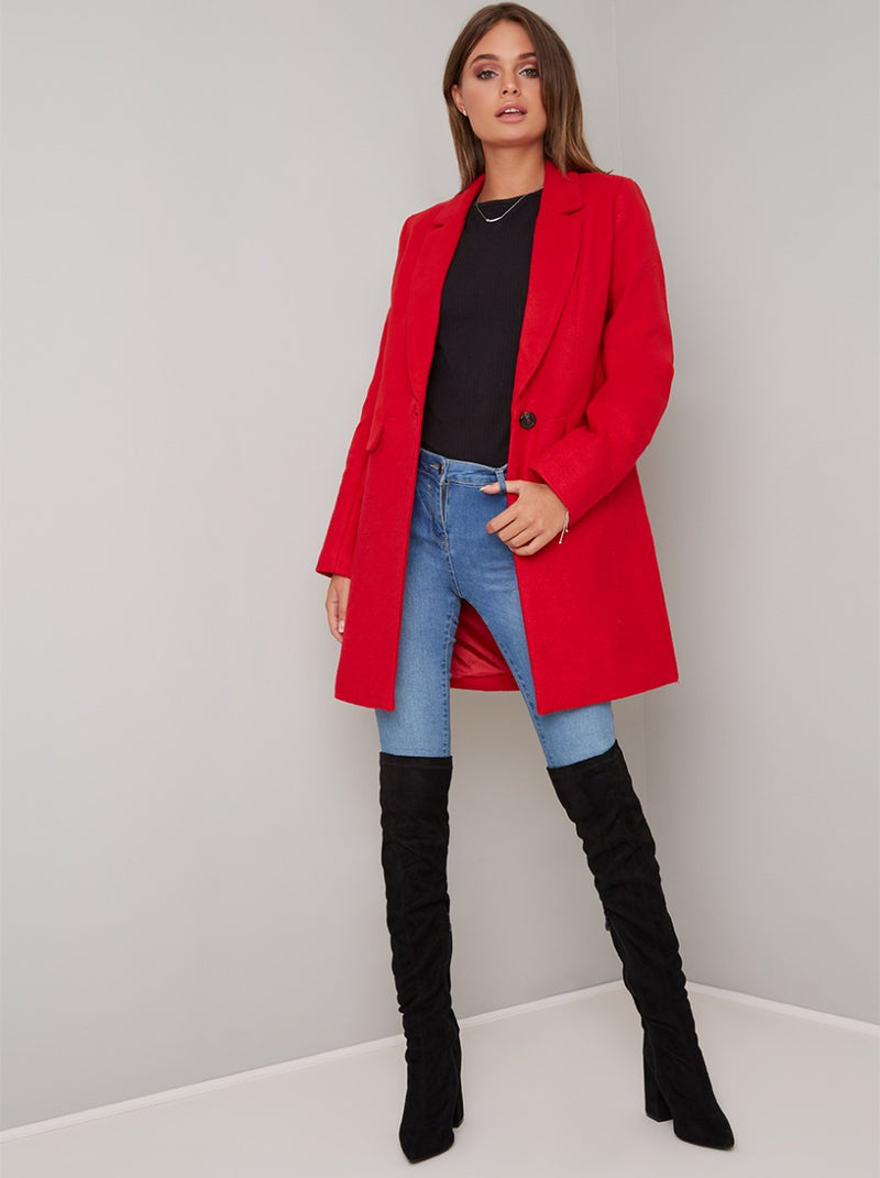 Tailored 3/4 Length Coat in Red