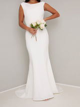 Cowl Neck Wedding Dress with Embroidered Detail
