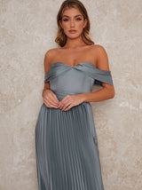 Bardot Pleated Maxi Dress in Grey