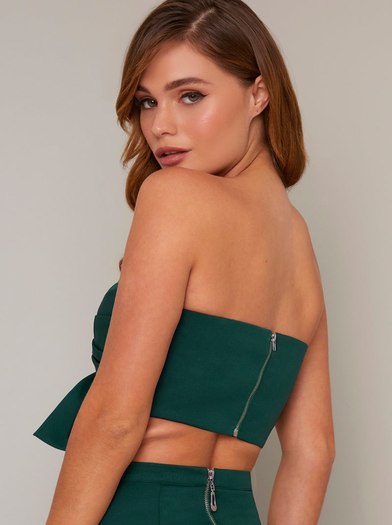 Bow Detail Crop Top in Green