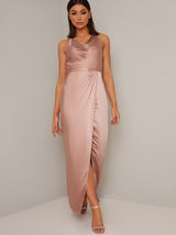 Cami Strap Cowl Back Maxi Dress in Pink