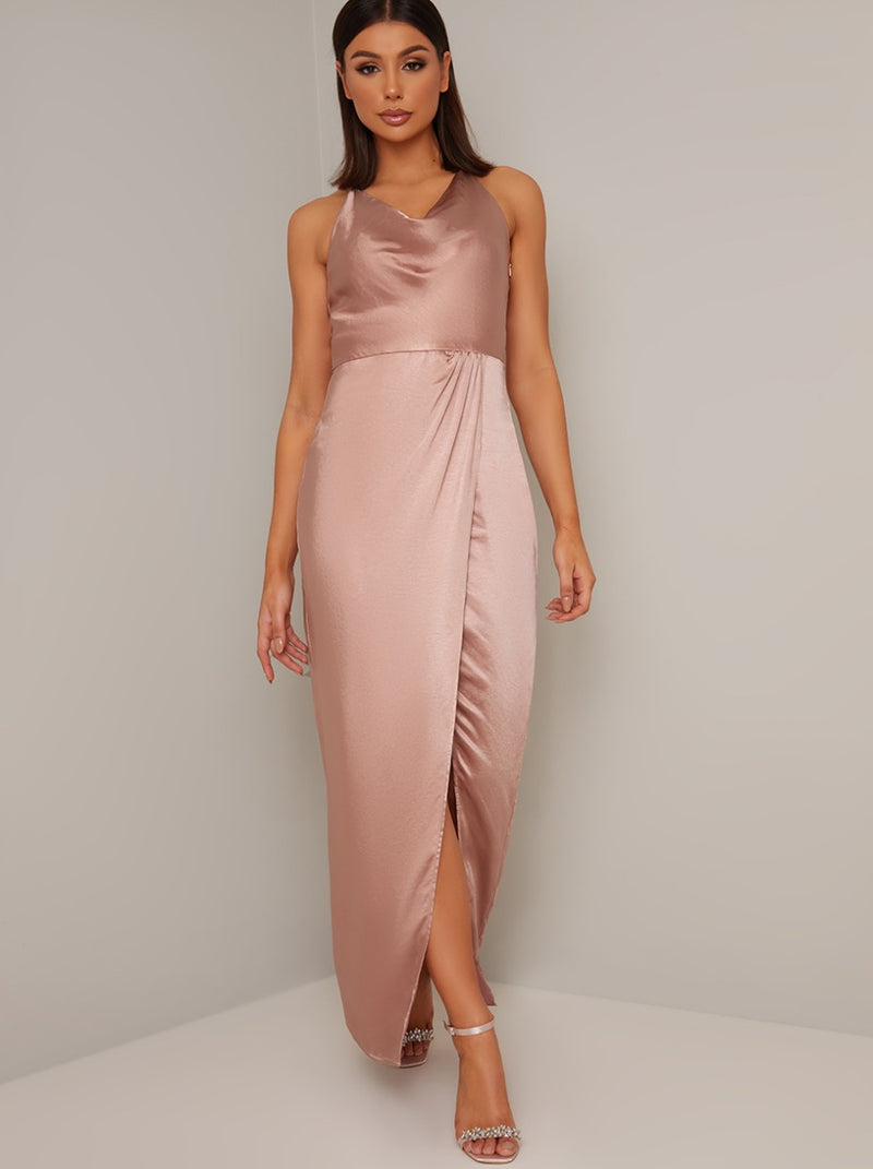 Cami Strap Cowl Back Maxi Dress in Pink