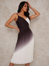 Sleeveless Pleated Cami Dress in Monochrome