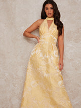 Floral Jacquard Maxi Dress in Yellow