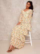 Floral Tiered Maxi Dress in Yellow