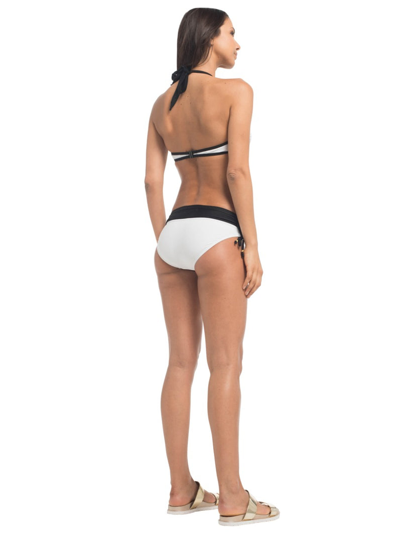 Halterneck Crossover Bikini Top in White