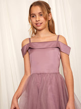 Older Girls Tulle Layered Midi Dress in Lilac