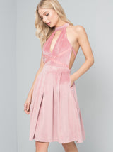 Tall Velvet Midi Dress in Pink