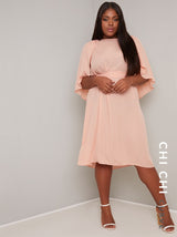 Plus Size Cape Midi Dress in Pink