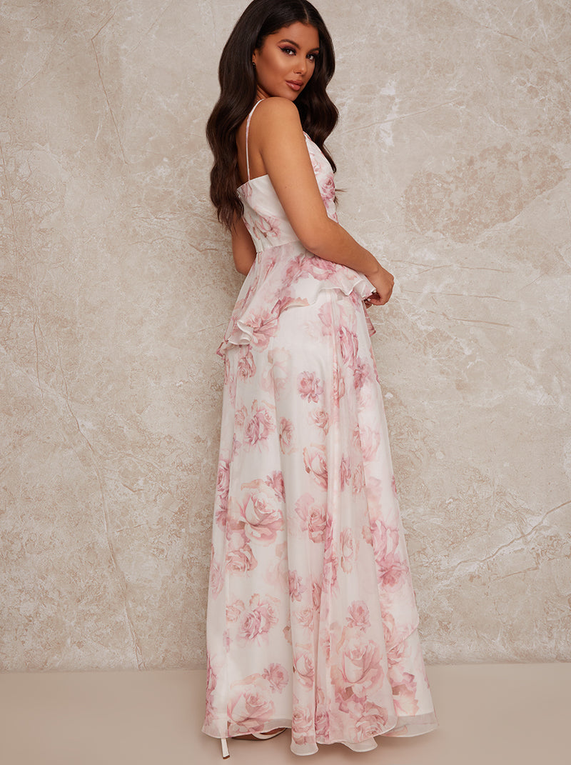 Floral Cami Maxi Dress in White