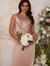 One Shoulder Maxi Dress in Champagne