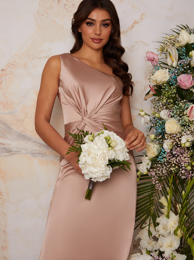 One Shoulder Maxi Dress in Champagne