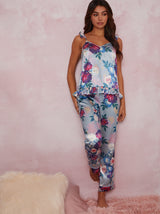 Cami Floral Pyjama Set in Blue
