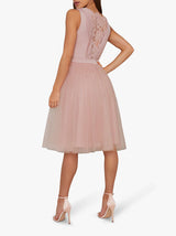 Tulle Skirt Skater Dress in Pink