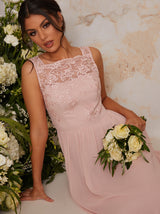 Lace Maxi Dress in Pink
