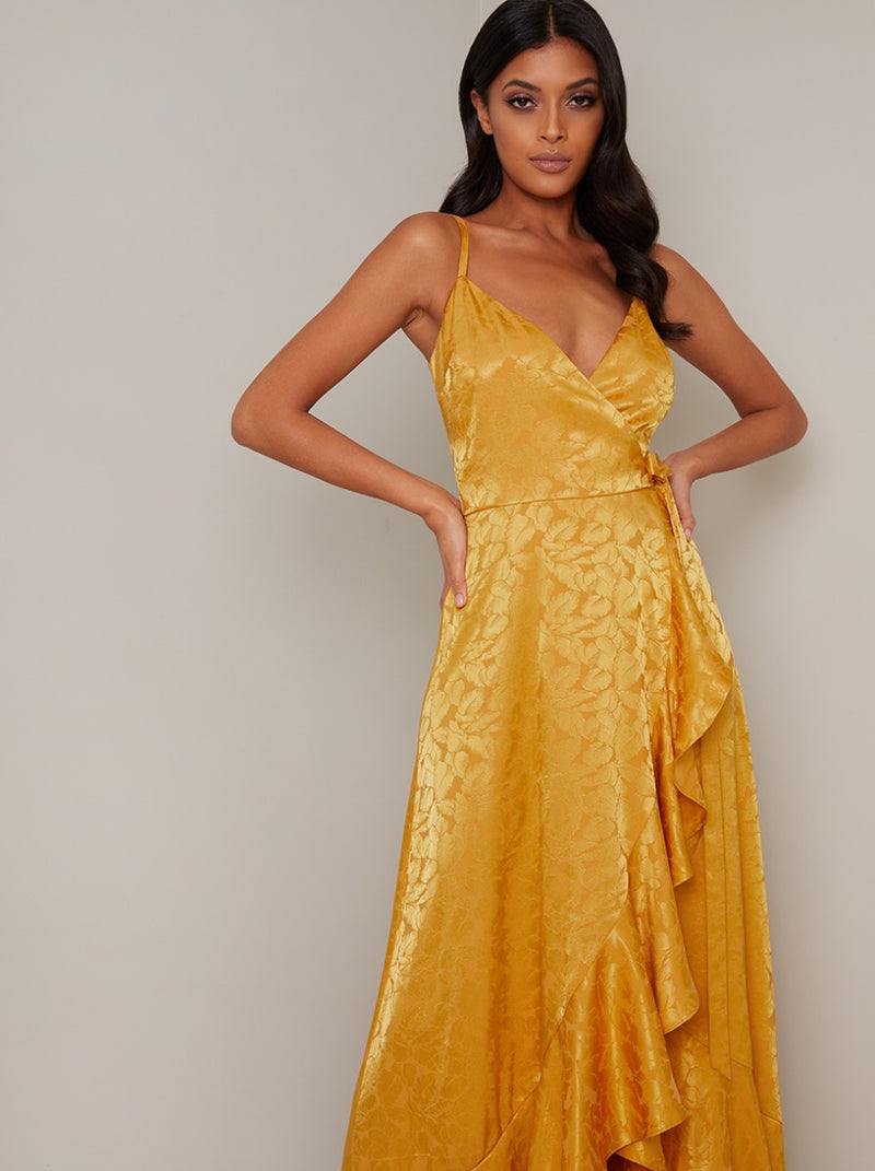 Cami Strap Wrap Maxi Dress In Mustard