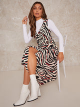 Wrap Style Graduated Hem Midi Dress in Multi