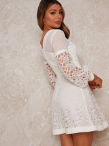 Crochet Mini Dress in White
